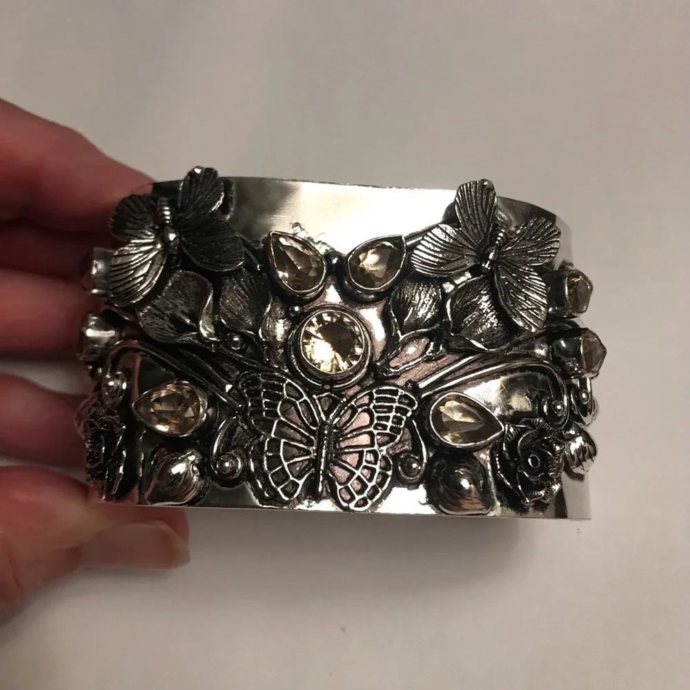 Morganite Stamped Solid 925 Sterling Silver Cuff Bracelet
